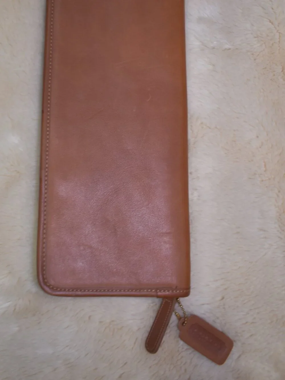 Coach Vintage Leather Tie Case Zip Travel Organizer Brown Leather Portfolio